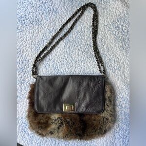 Paradox faux fur brown chain bag